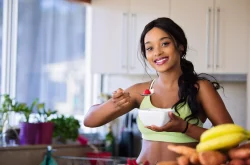 Woman preparing healthy meal to enjoy