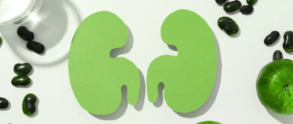 Rendered image of two green kidneys