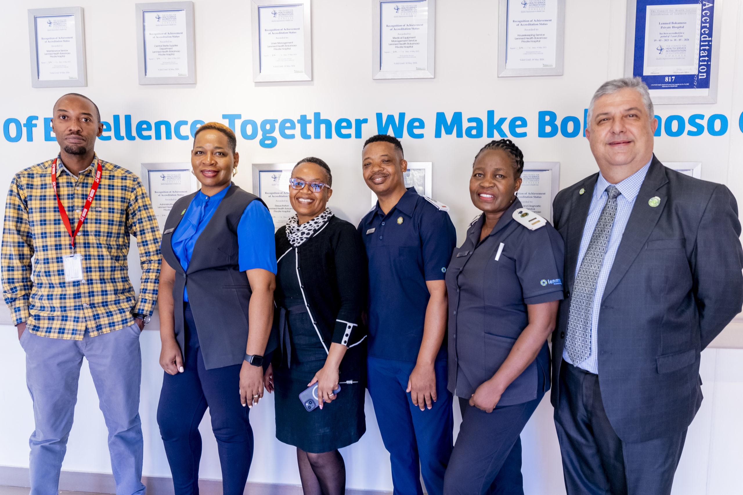 Lenmed Bokamoso Private Hospital staff standing alongside the new Aquilion Prime SP CT Scanner
