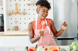 woman singing in the kitchen