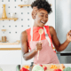 woman singing in the kitchen