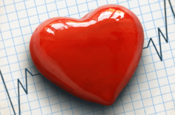 heart on heart-rate paper background