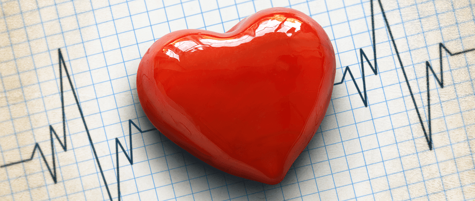 heart on heart-rate paper background