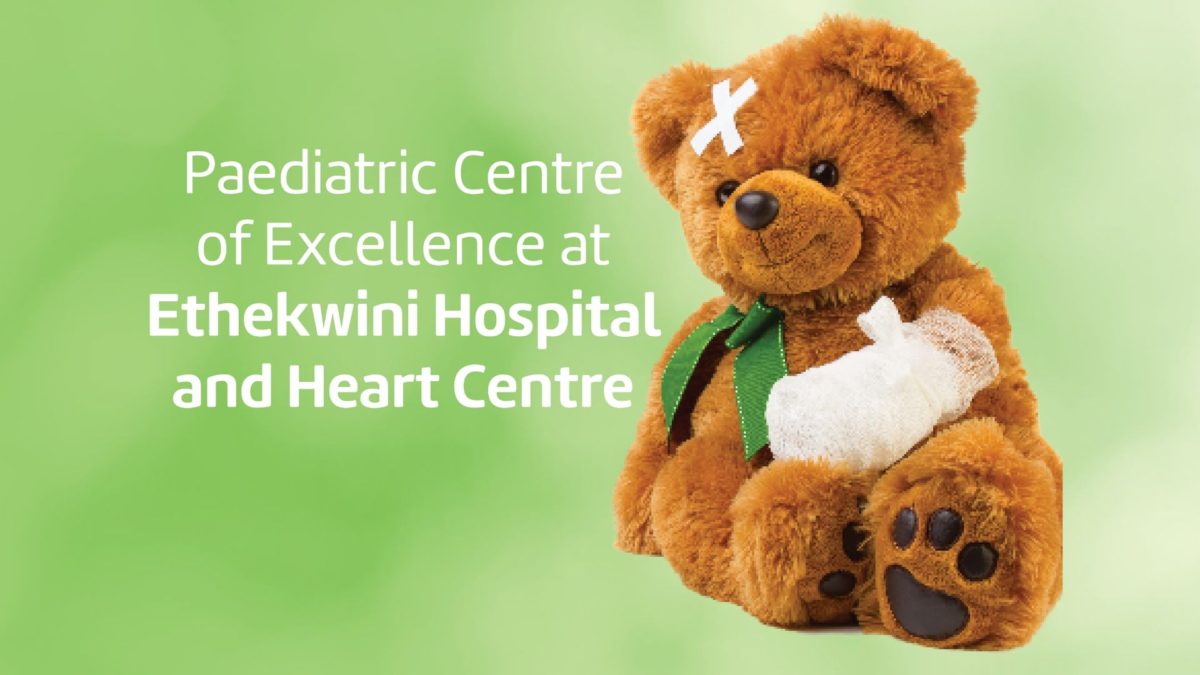Paediatric Centre of Excellence cover with injure teddy bear next to it