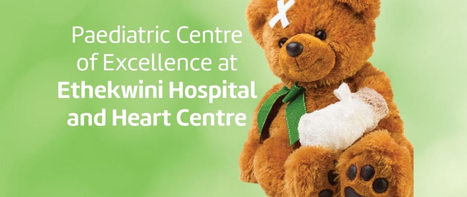 Paediatric Centre of Excellence cover with injure teddy bear next to it