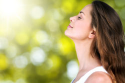 Woman taking a breath