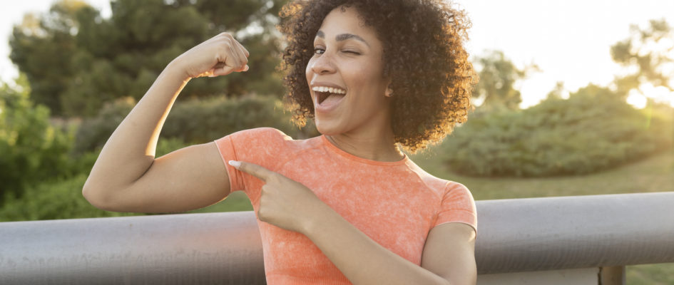 woman showing her biceps