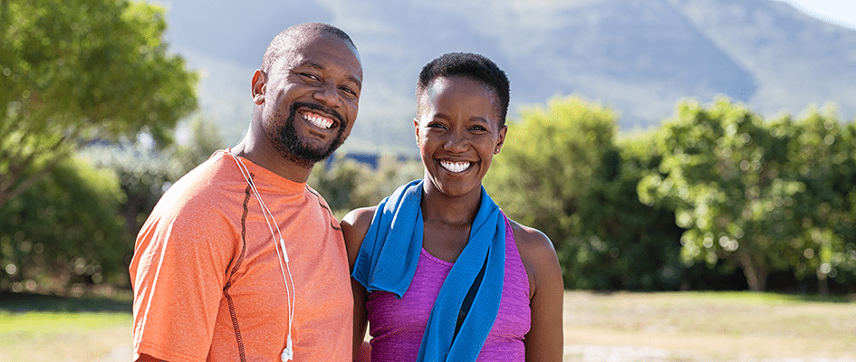 couple smiling after workout