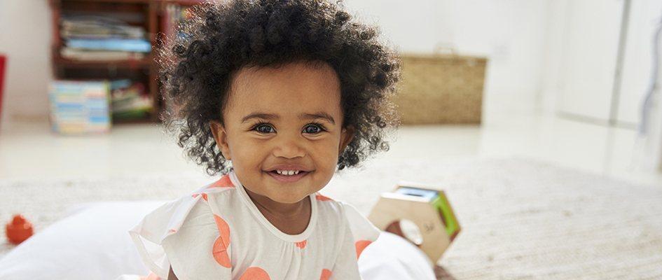 portrait of baby smiling